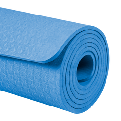 Mata gimnastyczna do ćwiczeń joga pilates fitness 183x61cm grubość 6 mm REBEL ACTIVE - kolor niebieski