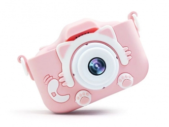 Aparat dla dzieci kamera HD X5 + ochronne etui w Kształcie Zwierzątka - różowy