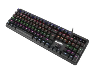 Mechaniczna klawiatura gamingowa dla graczy FURY TORNADO podświetlenie + mysz + mata + słuchawki