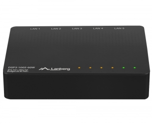 Switch LANBERG POE+ DESKTOP 5-PORT 1GB (4 PORTY POE, 30W/PORT, MAX 60W)