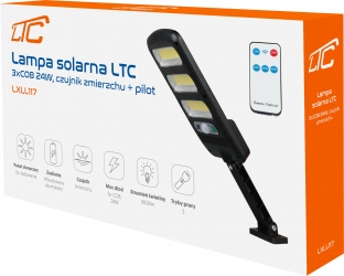 Lampa solarna LED LTC z czujnikiem ruchu i zmierzchu + pilot