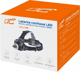 Akumulatorowa latarka czołowa LED LTC 1000lm ZOOM + 2 ładowarki