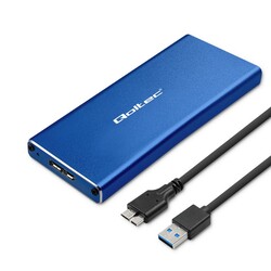 Aluminiowa obudowa zewnętrzna USB 3.0/M.2 SSD SATA NGFF Qoltec Super speed 5Gb/s 2TB - niebieski