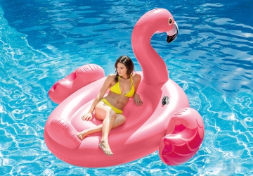 Materac zabawka do pływania wyspa dmuchany flaming różowy XXL INTEX 218cm x 211cm x 136cm 