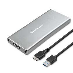Aluminiowa obudowa zewnętrzna USB 3.0/M.2 SSD SATA NGFF Qoltec Super speed 5Gb/s 2TB - srebrny