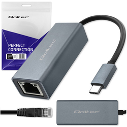 Adapter USB-C na RJ45 Ethernet Qoltec 1000Mb/s aluminiowa obudowa