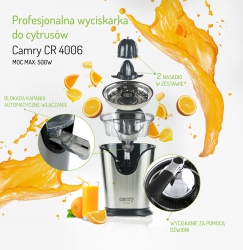 Elektryczna  profesjonalna wyciskarka do cytrusów Camry CR 4006 