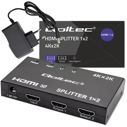 Aktywny rozdzielacz Splitter 2 x HDMI 4K x 2K Qoltec 3.4Gb/s High stability