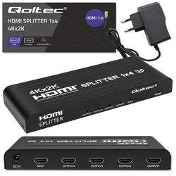 Aktywny rozdzielacz Splitter 4 x HDMI 4K x 2K Qoltec 3.4Gb/s High stability