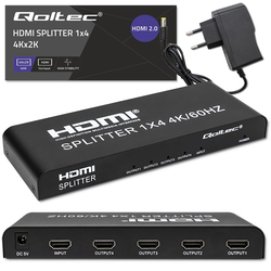 Aktywny rozdzielacz Splitter 4 x HDMI 4K x 2K Qoltec 6Gb/s 60Hz High stability