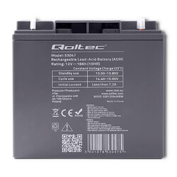 Akumulator AGM Qoltec 12V 18Ah max. 270A