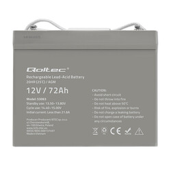 Akumulator AGM Qoltec 12V 72Ah max. 1080A