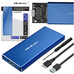 Aluminiowa obudowa zewnętrzna USB 3.0/M.2 SSD SATA NGFF Qoltec Super speed 5Gb/s 2TB - niebieski