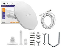 Antena DVB-T2 Qoltec VHF UHF 4K dookólna zewnętrzna - biała