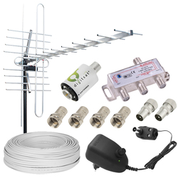 Antena kierunkowa zewnętrzna DVB-T VHF/UHF MUX8 + kabel 25m - zestaw do odbioru na 3 TV