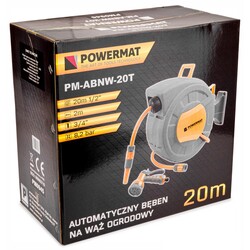 Automatyczny bęben zwijacz z wężem ogrodowym 20m 1/2" Powermat PM-ABNW-20T