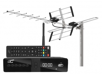 Cyfrowy zestaw telewizji naziemnej DVB-T tuner cyfrowy LTC DVB-T2 WiFi HEVC H.265 + antena kierunkowa VHF/UHF MUX8 ATD31S