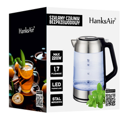 Elektryczny czajnik szklany HanksAir podświetlany 1,7L