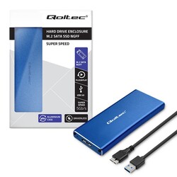 Aluminiowa obudowa zewnętrzna USB 3.0/M.2 SSD SATA NGFF Qoltec Super speed 5Gb/s 2TB - niebieski