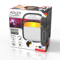 Głośnik przenośny do karaoke z mikrofonem bezprzewodowym  Adler AD 1199B SD USB AUX Bluetooth - czarny