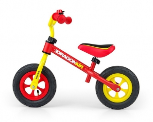 Rowerek biegowy z dzwonkiem Milly Mally Dragon Air żółto-czerwony