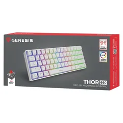 Bezprzewodowa klawiatura gamingowa mechaniczna Genesis THOR 660 podświetlana RGB - biała