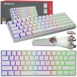 Bezprzewodowa klawiatura gamingowa mechaniczna Genesis THOR 660 podświetlana RGB - biała
