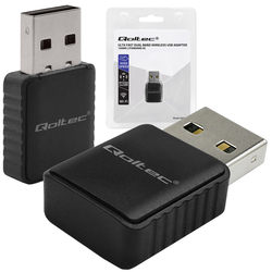 Bezprzewodowy Ultra szybki DUAL mini WiFi adapter 2x 2dBi Qoltec standard AC USB 3.0 1300Mbps