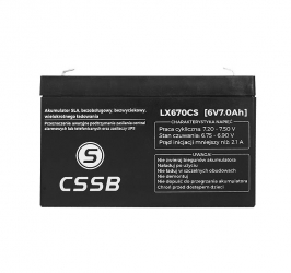 Akumulator żelowy CSSB 6V 7Ah