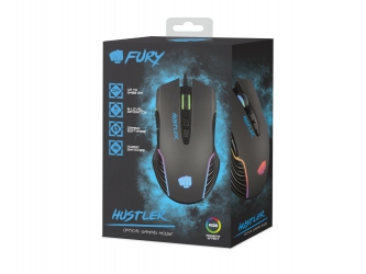 Mysz dla graczy FURY Hustler 6400DPI RGB podświetlana gamingowa oprogramowanie