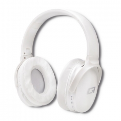 Słuchawki bezprzewodowe bluetooth Qoltec Super Bass DYNAMIC FM SD nauszne z mikrofonem - białe perłowe