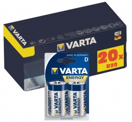 Zestaw 20x baterie alkaliczne VARTA R20 Typ D Energy