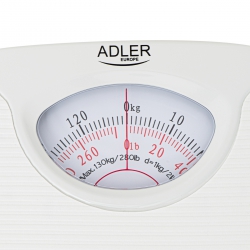 Klasyczna mechaniczna waga łazienkowa Adler AD 8151w do 130 kg - biała