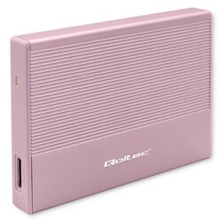 Aluminiowa obudowa zewnętrzna kieszeń na dysk USB 3.0/SSD HDD 2.5" SATA Qoltec Super speed 5Gb/s 2TB - różowy