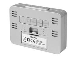 Cyfrowy zegar budzik z termometrem LTC sterowany radiowo - srebrny