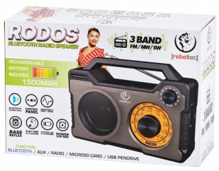 Głośnik Bluetooth RODOS przenośne radio 10W USB FM microSD AUX