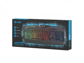 Klawiatura gamingowa podświetlana dla graczy FURY SPITFIRE + podświetlana mata + mysz + głośniki Baila