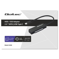 Adapter SATA przejściówka na dysk SSD HDD 2.5" Qoltec USB-C Super speed 5Gb/s 2TB 19cm