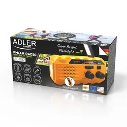 Wielofunkcyjne radio na korbkę Adler AD 1197 z panelem solarnym SOS power bank i latarką
