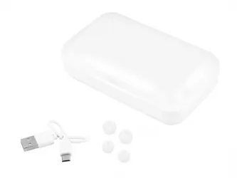 Bezprzewodowe słuchawki bluetooth douszne TWS LTC mikrofon powerbank białe