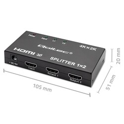 Aktywny rozdzielacz Splitter 2 x HDMI 4K x 2K Qoltec 3.4Gb/s High stability