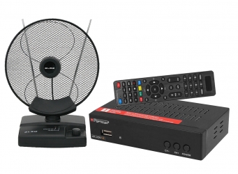 Cyfrowy zestaw telewizji naziemnej DVB-T tuner OPTICUM AX LION NS DVB-T2/C H.265 HEVC + antena pokojowa BLOW ATD17
