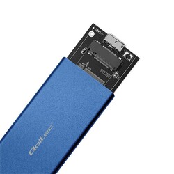 Aluminiowa obudowa zewnętrzna USB 3.0/M.2 SSD SATA NGFF Qoltec Super speed 5Gb/s 2TB - niebieski