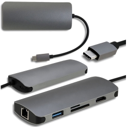 Adapter USB 3.1 C Qoltec HDMI USB3.0 RJ-45 SD microSD PD