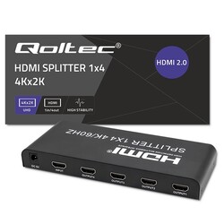 Aktywny rozdzielacz Splitter 4 x HDMI 4K x 2K Qoltec 6Gb/s 60Hz High stability