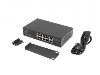 Switch LANBERG 8x 100MB POE+/2x 1GB GIGABIT ETHERNET 120W do szafy RACK 10&quot;/19&quot;