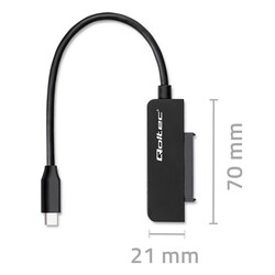 Adapter SATA przejściówka na dysk SSD HDD 2.5" Qoltec USB-C Super speed 5Gb/s 2TB 19cm