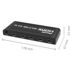 Aktywny rozdzielacz Splitter 4 x HDMI 4K x 2K Qoltec 3.4Gb/s High stability