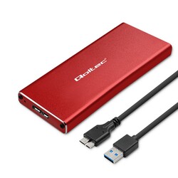 Aluminiowa obudowa zewnętrzna USB 3.0/M.2 SSD SATA NGFF Qoltec Super speed 5Gb/s 2TB - czerwony