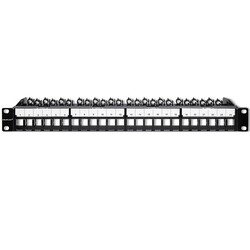 Stalowy patch panel do szaf RACK 19" 24 porty 1U UTP - czarny